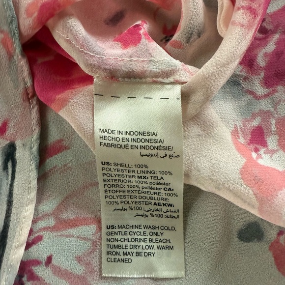Floral Pink and White Shear Women's Blouse - Picture 6 of 7